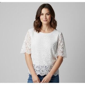 Talbots Woman Light Green Lace Overlay Top Short Sleeve Scoop Neck Plus Size 20W